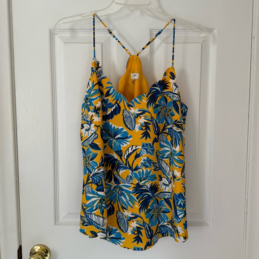 J. Crew Tropical Floral Scalloped Trim Tank Top